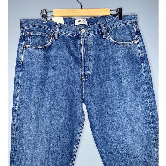 Agolde Wyman Low Rise Vintage Straight Jeans NWT Size 32 Dark Blue Wash - Picture 4 of 7